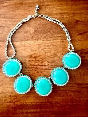 Banana Republic Turquoise Cabochon Gold-Tone Statement Necklace